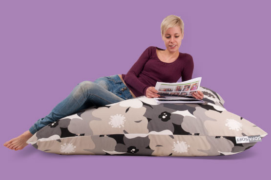 Sofa Soft Softò Flower Power - The big rectangular beanbag cushion in floreal fabric